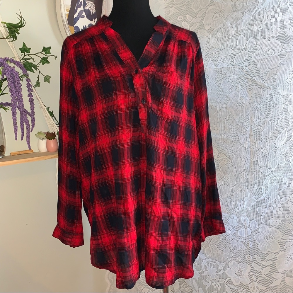 ModCloth fervour red black plaid top